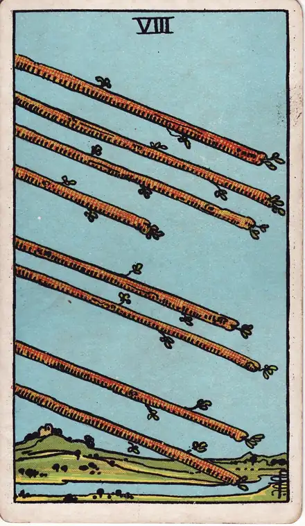 Değnek Sekizlisi tarot kartı