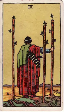 Değnek Üçlüsü tarot kartı