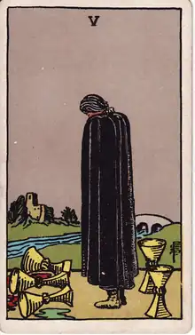 Kupa Beşlisi tarot kartı