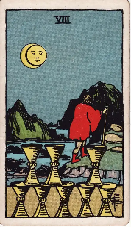 Kupa Sekizlisi tarot kartı